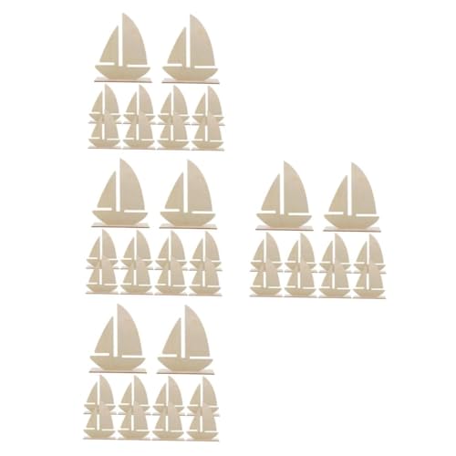 HOODANCOS 4sets Weißes Embryo-segelboot Selber Bauen Muschel Tiki-bar-dekorationen Spielzeugboot Hängendes -segelboot Boote Wanddekoration Im Freien Bootsdekor Holz 10pcs*4 von HOODANCOS