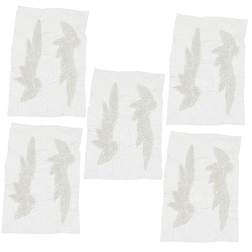 HOODANCOS 5 Paare Rohrperlenflügel Pailletten-kleidung Kristalldekor Gestickte Aufnäher Für Kleidung Applikationen Für Hochzeitskleider Applikationen Patches Stickerei Strass-jeans Weiß Glas von HOODANCOS