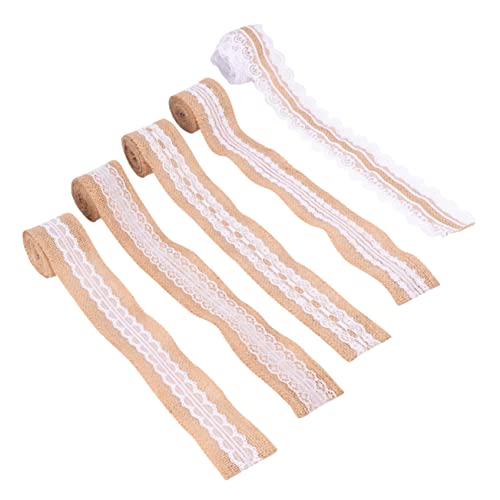 HOODANCOS 5 Rolle Hochzeits Dekoration Leinen Rolle Geschenkband Bastelband Für Zu Hause Spitzenband Selber Machen Jute-spitzenband Kuchen Verzieren Hochzeitsband Sackleinenband Khaki von HOODANCOS