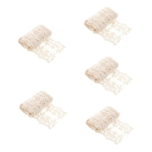 HOODANCOS 5 Rollen Gittergewebe reizwäschhe klemmgardinen wedding decoration Braut-Spitzenband Spitzenkleid DIY-Material mit Spitzenbesatz Kleidung DIY trimmen Stoff Weiß von HOODANCOS