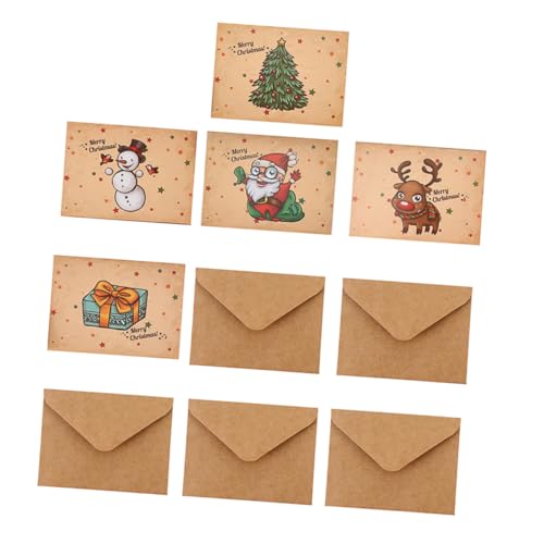 HOODANCOS 5 Sätze Weihnachtskarte Partygeschenk Für Das Neue Jahr Weihnachtseinladungskarten -grußkarten Cartoon-aufkleber Umschläge Für Weihnachtsgeschenkkarten Karteikarten Papier von HOODANCOS