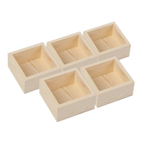 HOODANCOS 5 Stück Boxen Holzkiste Blumentopf The + Baskets Schmuck Organizer Box Büro Decore Unbemalte Holzkisten Kleine Holzkisten Aus Kiefernholz von HOODANCOS