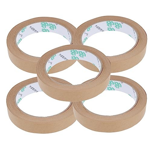 HOODANCOS 5 Stück Kraftpapier Klebeband Wasserkraft Klebeband Bewegliches Papierband Gummierte Verpackungsbänder Panzerband Strapazierfähig Wasserfest Strapazierfähiges Klebeband von HOODANCOS