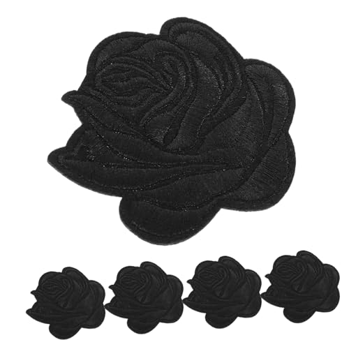 HOODANCOS 5 Stück Rosenbeet Stickerei Aufnäher Nähen Kleidungsstück Patches Stoffflicken Für Kleidung Bestickt Gestickte Applikationen Und Verzierungen Gestickte Aufnäher Black Baumwolle von HOODANCOS