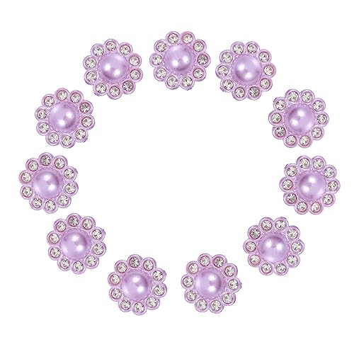 HOODANCOS 50 Stück Diamantbesetzte Perlenknöpfe Blumenknöpfe Kleiderknöpfe aus Perlen Tasten handmade knöpfe perlmuttknöpfe Stirnbandknöpfe selber machen handwerk machen knöpfe Harz Violett von HOODANCOS