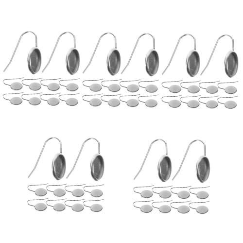 HOODANCOS 50 Stück Ohrzubehör - DIY-Ohrringe Lünette Anhänger Tabletts für Schmuck Einfassungen Fach Anhänger-Tablett zur Herstellung von Ohrringen Hängetabletts aus Metall Rostfreier Stahl von HOODANCOS