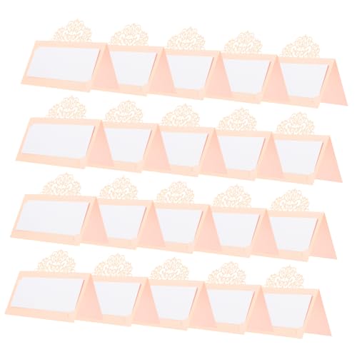 HOODANCOS 50 Stück Platzkarte Für Die Hochzeit Sitzplatzkarten Für Partys Party Ort Hochzeitstisch Hohle Platzkarten Leere Karten Reservierte Karten Rosa 210 g Doppelseitiges Perlmuttpapier von HOODANCOS