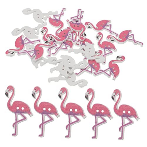 HOODANCOS 50 Stück Tierknöpfe Aus Holz Flamingo-verzierungen Dekorativer Knopf Bunte Knöpfe Tierische Knöpfe Babyknöpfe Flamingo-applikation Schaltfläche „kunsthandwerk“. Rosa Bambus von HOODANCOS