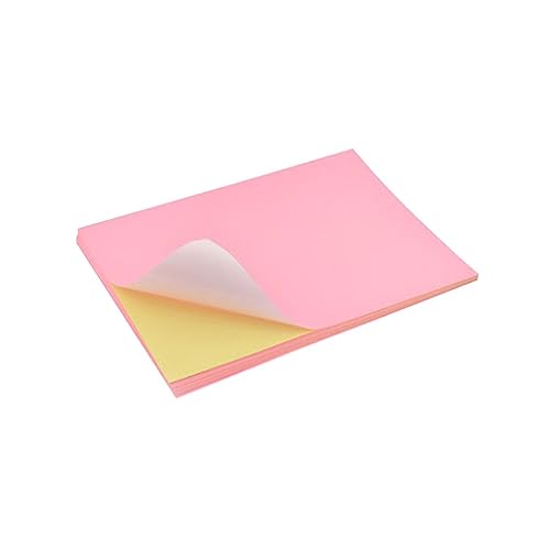 HOODANCOS 50 Stück farbiges selbstklebendes Druckpapier Aufkleberdruckerpapier farbiges Druckerpapier Aufkleberpapier buntpapier kraft paper Typenschild-Aufkleber buntes Etikettenpapier Rosa von HOODANCOS