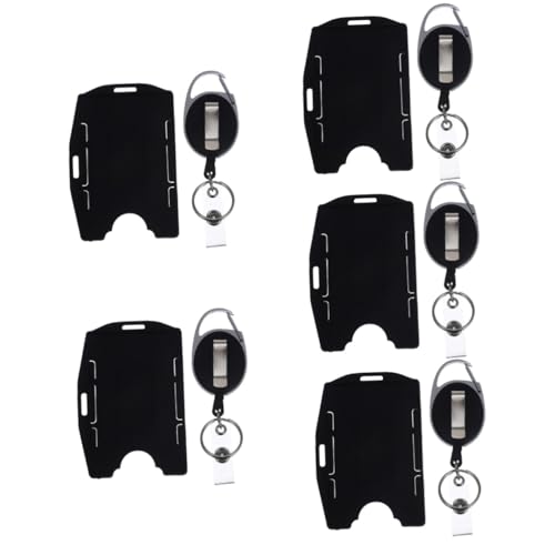 HOODANCOS 5St Ausweishalter scheckkarten-etui karten schutz id card holder Kartenhalter Metall karteikarten halter Hochwertig Tragbare Kartenhülle Ausweisinhaber Ausweishülle Legierung Black von HOODANCOS