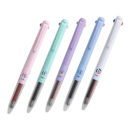 HOODANCOS 5St Dreifarbiger Gelstift Kawaii-Mehrfarbenstift Schreibstift multifunktionale Zeichenstifte schreibutensilien kugelschreiber mehrfarbiger Stift Kawaii-Zeichenstifte Plastik von HOODANCOS