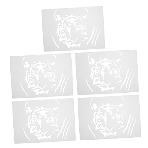 HOODANCOS 5St Inkjet-Vorlage Tigerkopf Tiger-Design-Graffiti-Vorlagen Schablone für die Wand schablonen wandverkleidung Tiermotiv DIY-Projekte Malvorlagen Tiger Malschablone Plastik Weiß von HOODANCOS