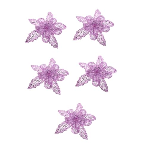 HOODANCOS 5St Pailletten-Perlendekoration festliche kleidung 3D-Blumen-Stickerei-Patches Blumenapplikationen für die Hochzeit 3D-Blumenstickerei Perlenblumenapplikation Polyester Lavender von HOODANCOS