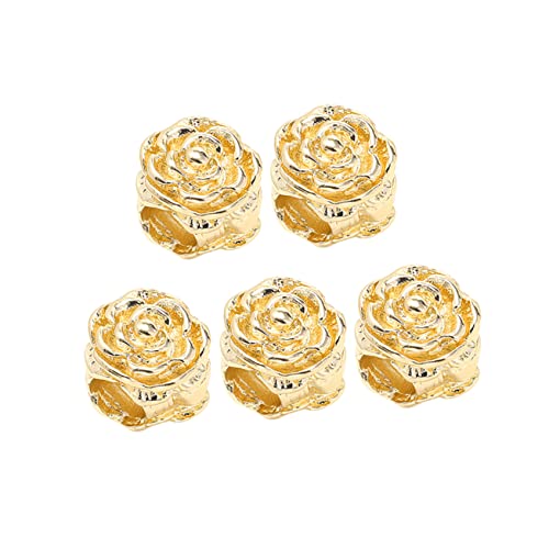 HOODANCOS 5St Schmuckteile Perle Handgemachte Schmuckteile rosa Abstandsperle Schmuck Handwerk Perle Schmuck Abstandsperle DIY-Abstandsperlen Golden von HOODANCOS