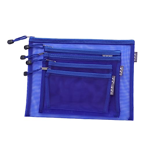 HOODANCOS 5St Tasche für Aktenordner Reißverschlusstasche halter für stiftbeutel Zip-Dokumentenhalter handy halterung handyhalterung blaue säcke aufbewahrungstasche Aktentasche aus Mesh Blue von HOODANCOS