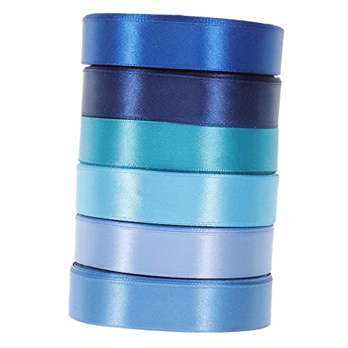 HOODANCOS 6 Rollen 25cm Band seidenband ribbon Bogenband geschenkpaket bescherung Kuchendekoration verschleißfestes Geschenkband schneidbares Geschenkband schönes Paketband Polyester Blue von HOODANCOS