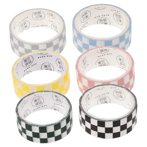 HOODANCOS 6 Rollen -Klebeband kariertes Abdeckband Bastelband Magnetband Wundband Notizbuch DIY Washi Tape kariertes Band frisch Aufkleber Kunsthandwerk Materialpaste schmücken von HOODANCOS