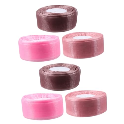 HOODANCOS 6 Rollen Organzaband Durchsichtiges Klebeband Blumenstrauß-verpackungsdekoration Geschenkbänder Für Geschenkband Rosa Schleife Transparentes Reiner Organza von HOODANCOS