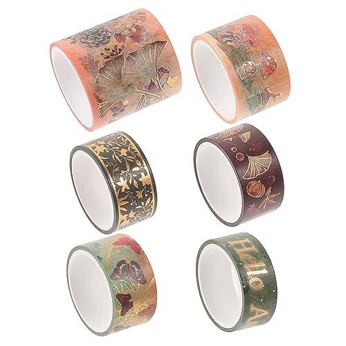 HOODANCOS 6 Rollen Tagebuch Washi Tapes alte Washi-Tapes dekorative Washi-Klebebänder Band the washi tape bescherung weihnachten aufkleber Partyzubehör DIY Washi Tapes Japanisches Papier von HOODANCOS