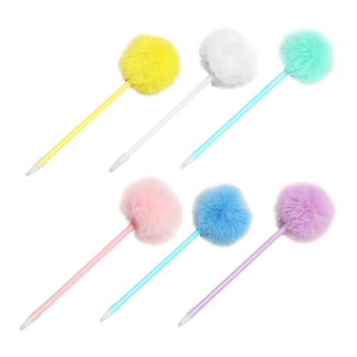 HOODANCOS 6 Stk Kugelschreiber mehrfarbiger Stift Pompon-Stifte Kawaii-Briefpapier neuartige flauschige Stifte Bunte Stifte Kugel-Pompom-Stifte Unterschriftenstifte für Schüler Plastik von HOODANCOS