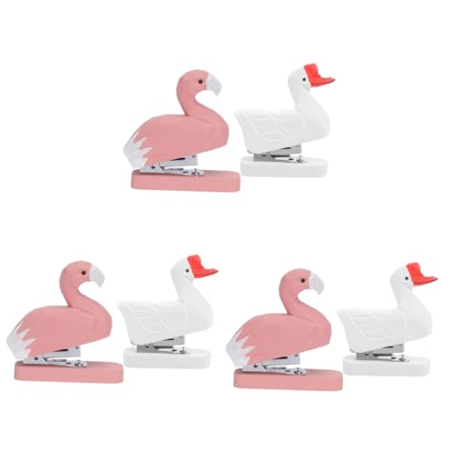 HOODANCOS 6 Stk Tierhefter Flamingo-Hefter Mini-Tischhefter lustiger Hefter Tierstatue schnitzen tragbarer Hefter Schreibtischzubehör und Arbeitsplatzorganisatoren schöner Bürohefter hölzern von HOODANCOS