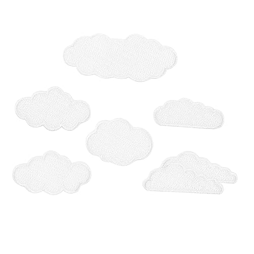 HOODANCOS 6 Stück Selbstklebende Bestickte Patches mit Wolkenmotiv Weiße Wolken für T-shirts Hosen Taschen Hüte und Schuhe von HOODANCOS