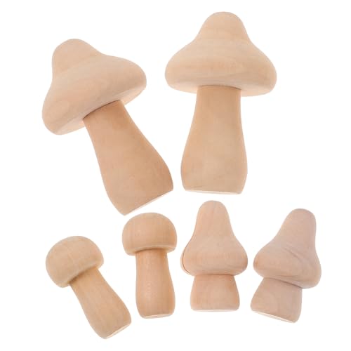 HOODANCOS 6 Stück Tischdekoration Pilze Zum Bemalen Pilz Party Dekoration Pilz Ornament Pilz DIY Ornamente Pilzfiguren DIY Pilze Mini Pilze Spielzeug Pilz Holz von HOODANCOS