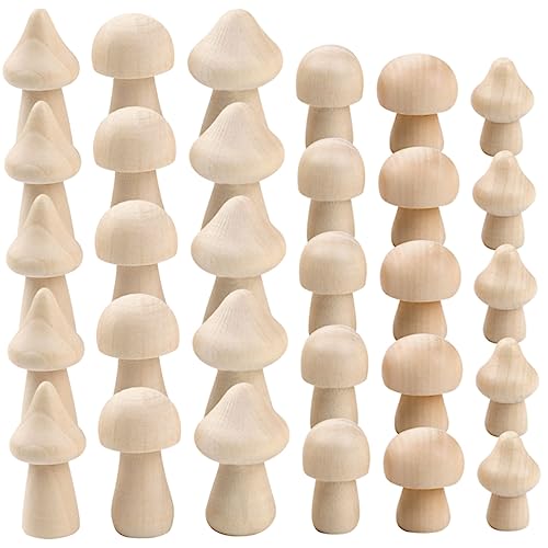 HOODANCOS 60st Mini-holzpilze Mini-pilze Pilzdekorationen Pilzaufkleber Pilz Weihnachtsschmuck Feengarten Pilz Schlafzimmer Mit Pilzdekor Disco-pilz Pilz Kissen Mini-pilzfiguren Hölzern von HOODANCOS