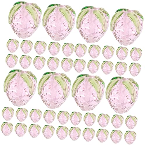 HOODANCOS 64 Stk Erdbeere Aus Glas Schmuckdekore Diy Ohrringe Anhänger Frucht-abstandsperle Erdbeer-schmuckanhänger Inhaber Von Diamant-tischnummern Erdbeer-anhänger Erdbeerverzierung Rosa von HOODANCOS