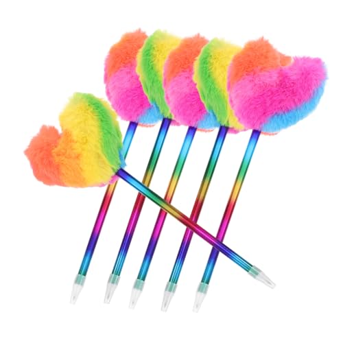 HOODANCOS 6St Liebe Kugelschreiber Pom-Pom-Stift Herz lustige Stifte herzförmige, flauschige Stifte Flauschiger Schreibstift Pom Pom Stift süßer Stift tragbare Kugelschreiber Plüsch von HOODANCOS