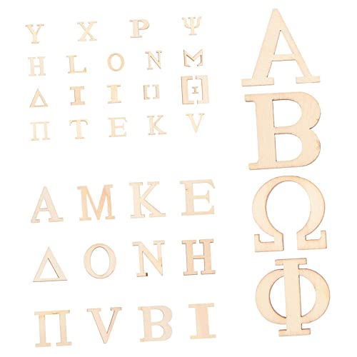 HOODANCOS 72pcs Griechische Alphabete Ausschnitte Aus Creed Holzbuchstaben Kreatives Malerei Holzscheiben Für DIY -herstellung von HOODANCOS