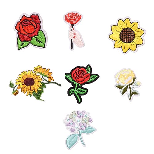 HOODANCOS 7St Banner Cartoon-Aufkleber bestickt Blumen- Stickerei-Aufkleber Cartoon-Stickerei-Patches stickerpappier stickrahmen decorations bügel bastelzeug Blumenbeet Stickaufkleber Stoff von HOODANCOS