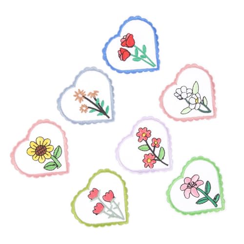 HOODANCOS 7st Blumenflecken Aufbügeln Aufnäher Zum Aufbügeln Für Kleidung Stickerei-patches Blumenbeete Kleine Flicken Zum Aufbügeln Bügelflicken Für Kleidung Kleidungsflicken Stoff Colorful von HOODANCOS