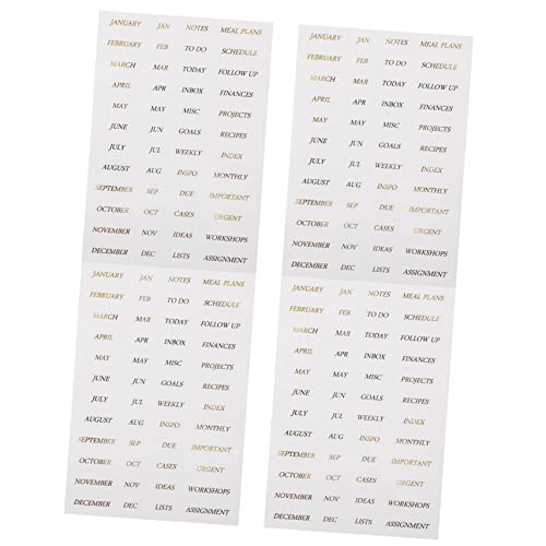 HOODANCOS 8 Blätter Aufkleber Dekoratives Monatsetikett Retro-dekor Monatliche Tabs Umschlagetiketten Tagebuch Klebrige Papierflocken Etiketten Für Briefumschläge Pvc Golden von HOODANCOS