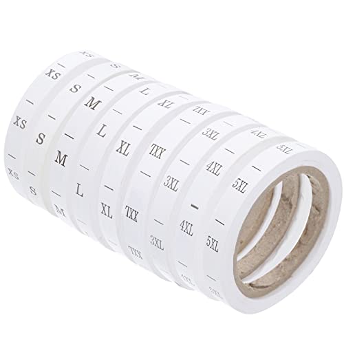 HOODANCOS 8 Rollen Größenetikett Bekleidungsetiketten Papieretiketten Für Bekleidung Kleidungskennzeichnungsaufkleber Runde Aufkleber Kreis Aufkleber Runde Größe Weiß Papier Klebeband von HOODANCOS