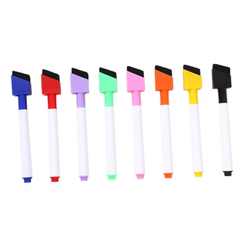 HOODANCOS 8 Stück Whiteboard Stift Farbiger Whiteboard Marker Löschbarer Whiteboard Marker Trocken Abwischbare Marker Mit Radiergummi Kalligraphie Stifte Zum Schreiben Flüssige von HOODANCOS