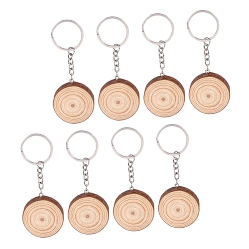 HOODANCOS 8 Stücke Schlüsselanhänger Anhänger Key DIY Key Tasche Holzchip Jahresring Anhänger von HOODANCOS