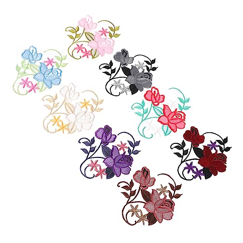 HOODANCOS 8St Blumen stickerei Stoff aufkleber Blumen-Stoff-Patch Stoffzubehör bestickt igelkostümkinder fashing costume kinder bügeleisen gestickte Blumenflecken Stickereiapplikationen von HOODANCOS