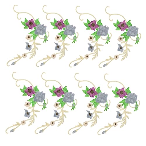 HOODANCOS 8st Blumen Stoff Aufkleber Blumendekorationen Gestickte Applikationen Blumenverzierungen Patches Nähen Abzeichen Annähen Blumenapplikation Blumenbeete Applikation Nähen Rosendekor von HOODANCOS