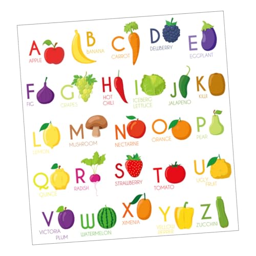 HOODANCOS Alphabet Wandaufkleber Für Kinder Selbstklebende Abc Buchstaben Für Den Kindergarten Früherziehung Englisches Alphabet Diagramm Kinderzimmer Wanddekoration Mit Obst Und Gemüse von HOODANCOS