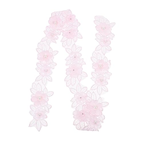 HOODANCOS Blumen Spitze Kleidung Stoff-Accessoire Spitzenbesatz zum Nähen gestickter Blumenfleck Spitzenband vintage dekoration retro dekoration Craft-Patch Patch zum selber nähen Perle Rosa von HOODANCOS