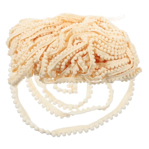 HOODANCOS Handgefertigte Bekleidungsmaterialien Fransen Für Kleidung Zierleiste Zum Nähen Bandquaste Pom Pom Ball Fransenbesatz Fransenbänder Mini-pom-pom-besatzball Nähband Beige Polyester von HOODANCOS