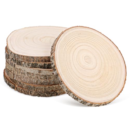 HOODANCOS Holzscheiben Unvollendet 8 Stück Holzrunden 20 3 Cm Naturholzkreise Für Bastelarbeiten Hochzeit Party Urlaub Dekoration Diy-Projekte von HOODANCOS