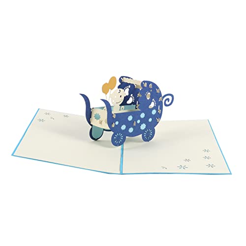 HOODANCOS Kinderwagen-Grußkarte geschenkpapier babykarte cards -Gratulationskarte -Grußkarten Wunschkarte Papierhandwerk Babyparty-Karte spezielles Papiermaterial Blue von HOODANCOS