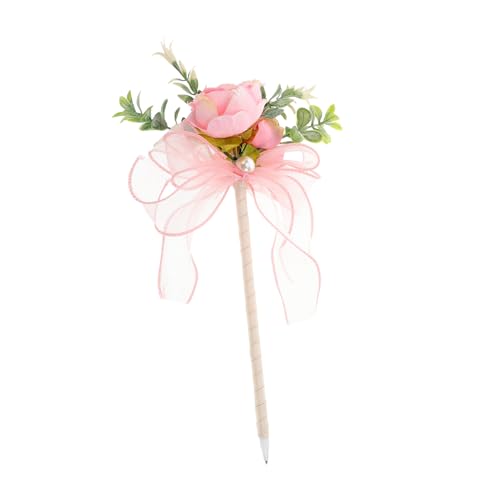 HOODANCOS Kugelschreiber Mit Rosenimitat Geschenkschachteln Aus Pappe Seidenband Basteln Mini-dekoration Büro-rose-schreibstift Blumendekoration Künstliche Rosen-schreibstifte Stoff Rosa von HOODANCOS