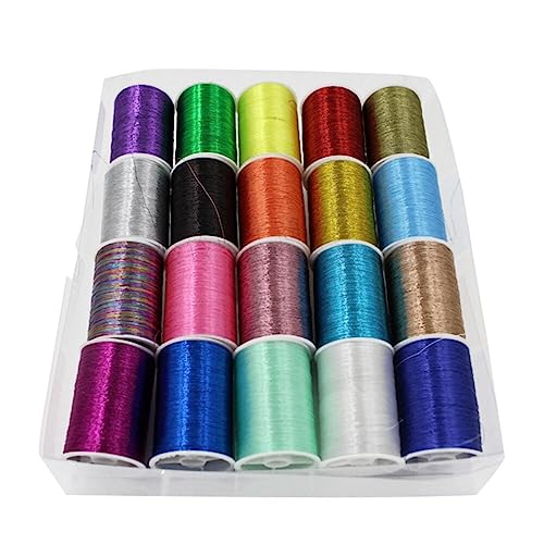 HOODANCOS Metallisches Stickgarn Set Buntes NäHgarn FüR DIY Projekte Kreuzstich Handarbeiten Polyester 19x18.2x3.8cm, 185g von HOODANCOS