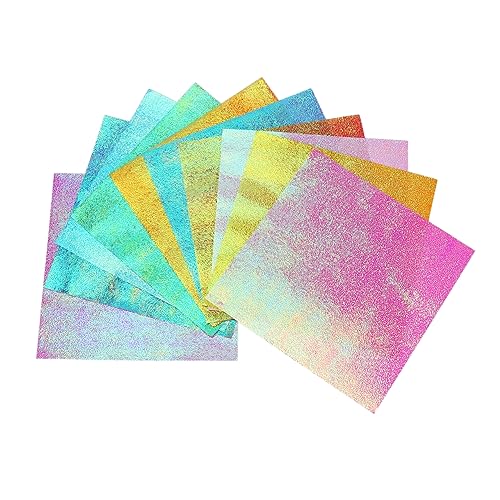 HOODANCOS Schillerndes Faltpapier Für Bastelarbeiten Buntes DIY Bastelpapier 10 Farben Für Origami Und Papierkunst von HOODANCOS