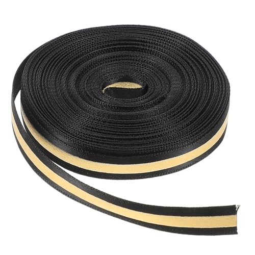 HOODANCOS Schwarze Satinbänder 1/2-Zoll-Band 10 Yards Schwarzes Und Goldenes Band Schwarzes Stoffband Mit Gold Goldenes Und Schwarzes Satinband 1/2-Zoll Zum Verpacken Von Geschenken von HOODANCOS