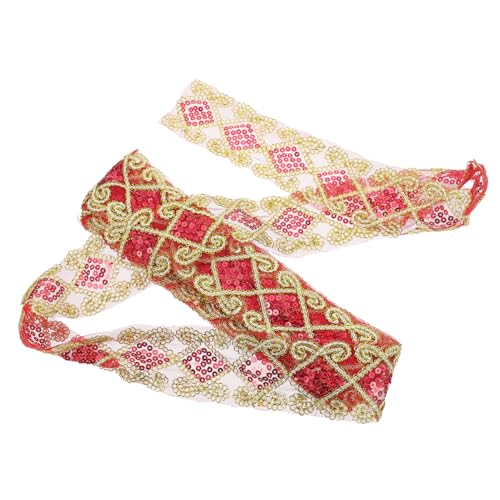 HOODANCOS Spitze Pailletten Spitze Spitzenbesätze Nähen Paillettenbesatz Kleidungsdekor Spitzenbesatz Kleiderspitze Zarter Spitzenbesatz Vintage-kleidung Flash-kostüm Netzband Polyester Rot von HOODANCOS