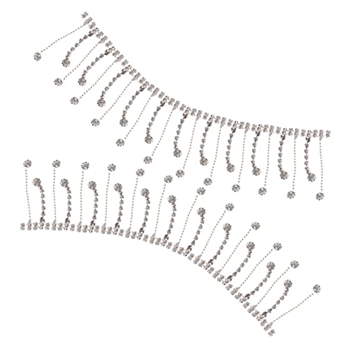 HOODANCOS Strass-quaste Funkelndes Strassband Jeans Für Frauen Im Trend Booty-shorts Für Frauen Fransengürtel Strass-jeans Fransenbesatz Metallband Quastenband Strassapplikationen Legierung von HOODANCOS